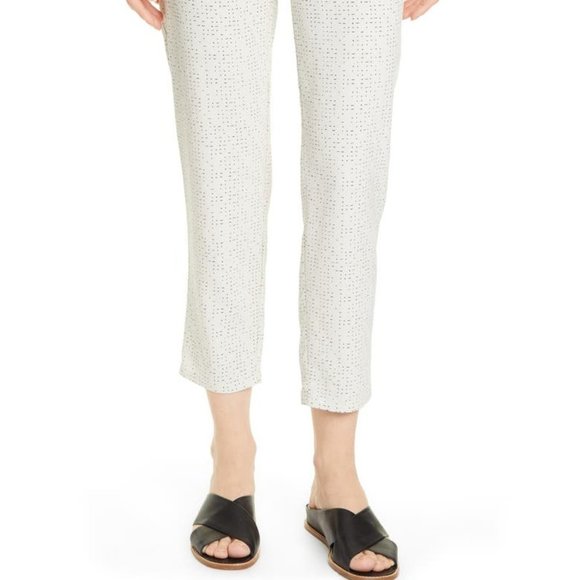 Eileen Fisher Slouchy Ankle Pants Dot  Dash Bone - Picture 2 of 3